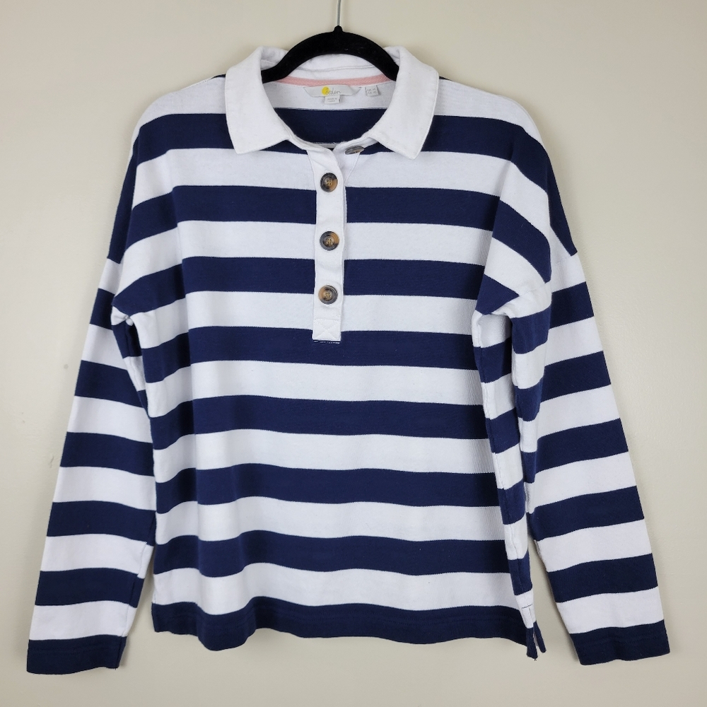 Boden Classic Striped Long Sleeve Polo